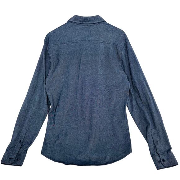 Ben Sherman Solid Knit Button Down Shirt in Heather Navy Blue size Medium - Picture 5 of 7